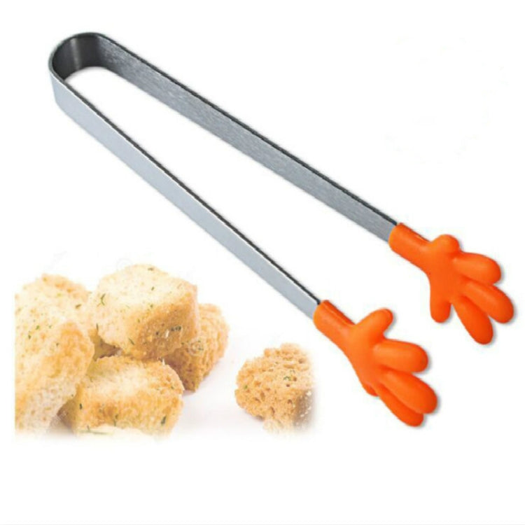 Silicone Stainless Steel Cooking Kitchen Ice Tong Food BBQ Salad Hand Clip