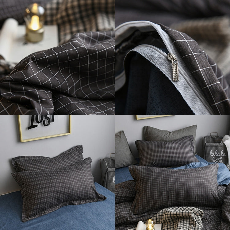 Bedding Set Solid Plaid Side Bed Comforter Duvet Cover Sheet Set, Size:168*229cm
