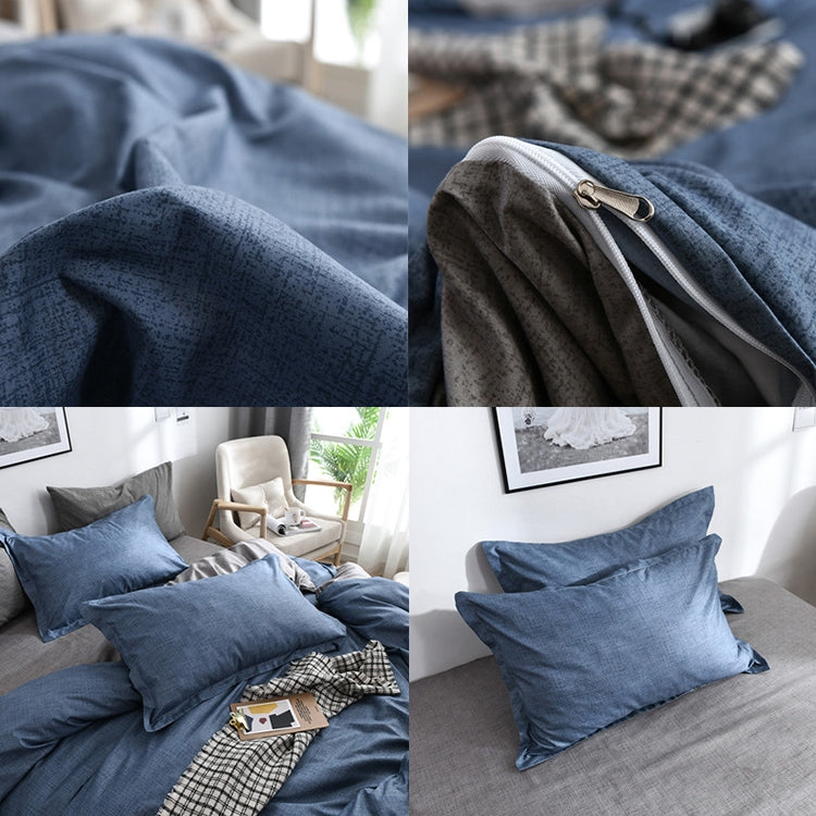 Bedding Set Solid Plaid Side Bed Comforter Duvet Cover Sheet Set, Size:168*229cm