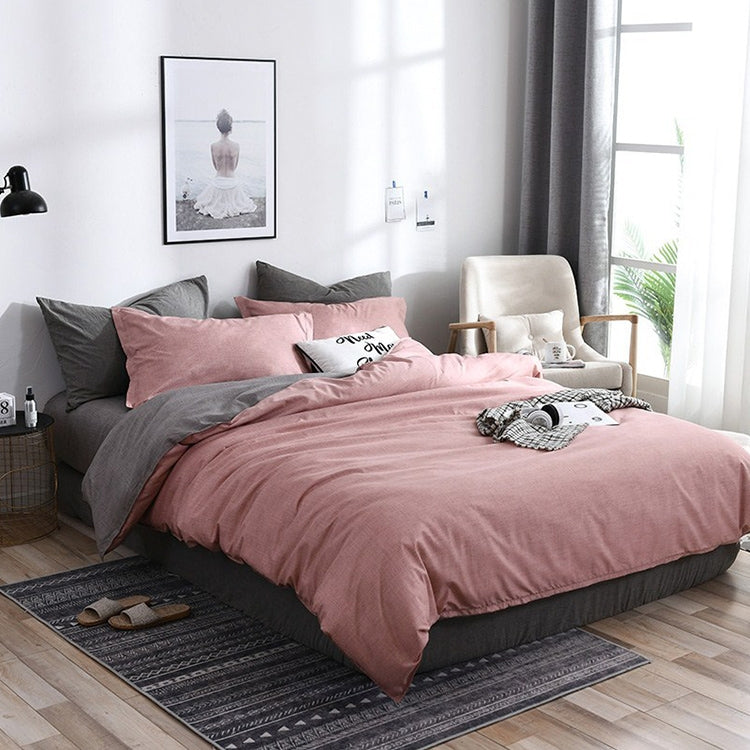 Bedding Set Solid Plaid Side Bed Comforter Duvet Cover Sheet Set, Size:228*228cm