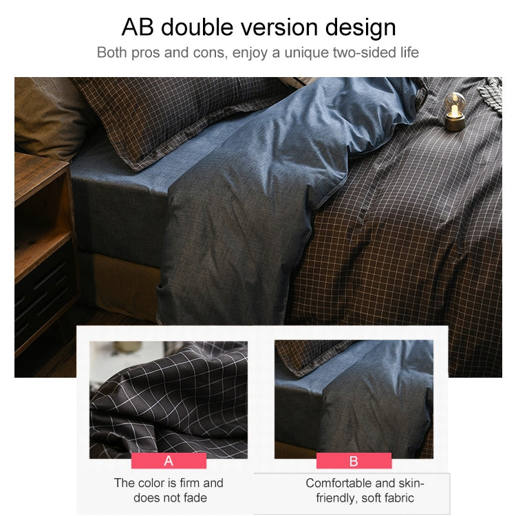 Bedding Set Solid Plaid Side Bed Comforter Duvet Cover Sheet Set, Size:228*228cm