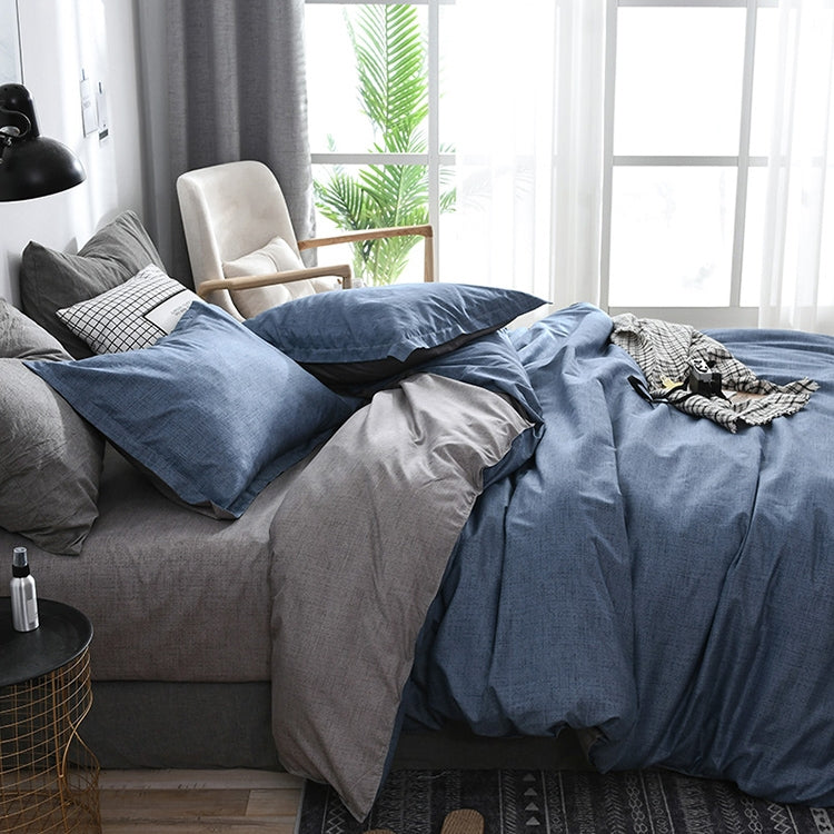 Bedding Set Solid Plaid Side Bed Comforter Duvet Cover Sheet Set, Size:200*200cm