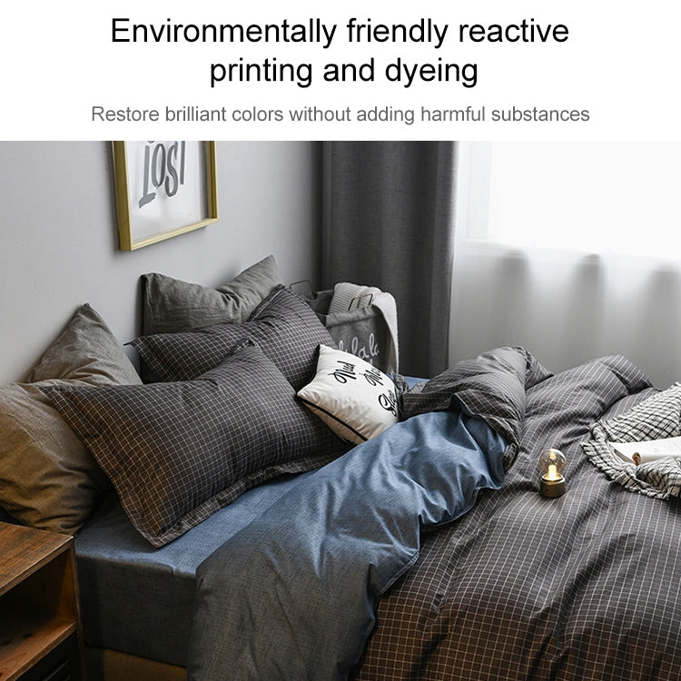Bedding Set Solid Plaid Side Bed Comforter Duvet Cover Sheet Set, Size:180*210cm