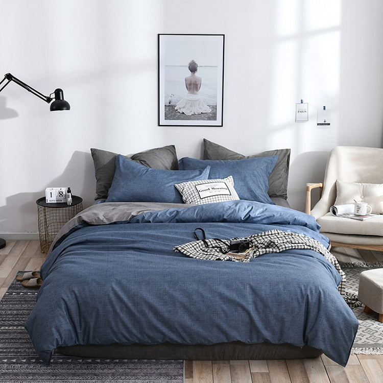Bedding Set Solid Plaid Side Bed Comforter Duvet Cover Sheet Set, Size:180*210cm