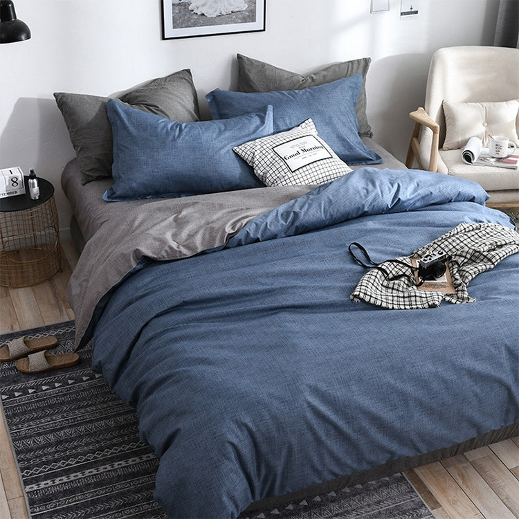 Bedding Set Solid Plaid Side Bed Comforter Duvet Cover Sheet Set, Size:180*210cm