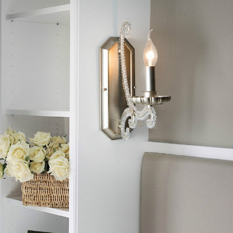 E14 LED Retro Single and Double Heads Wrought Iron Crystal Wall Lamp, Power source:  White Light LED5W