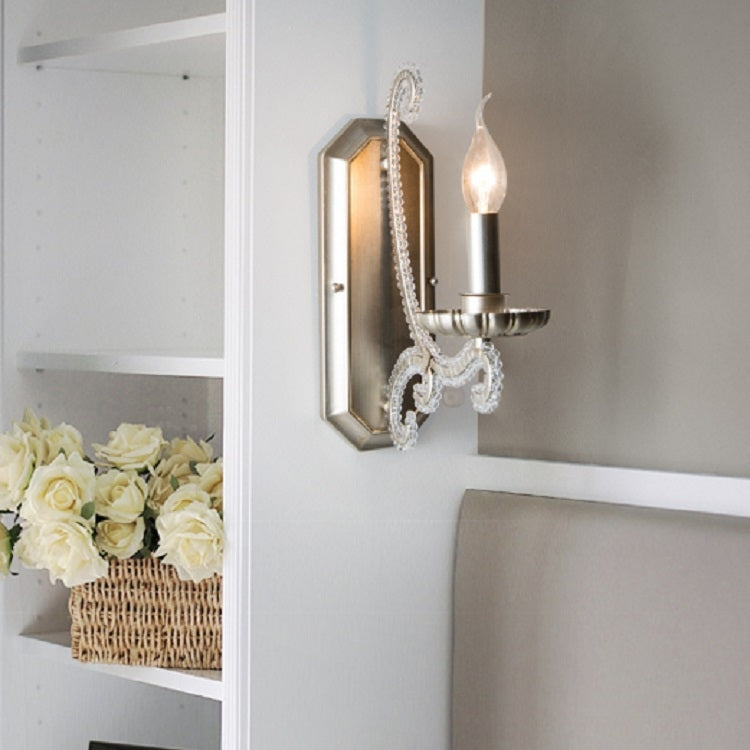 E14 LED Retro Single and Double Heads Wrought Iron Crystal Wall Lamp, Power source:  White Light LED5W