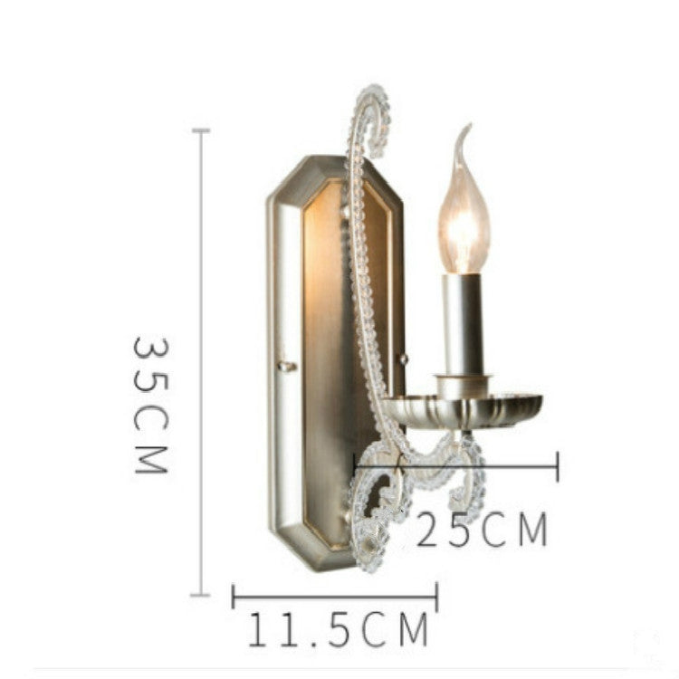 E14 LED Retro Single and Double Heads Wrought Iron Crystal Wall Lamp, Power source:  White Light LED5W