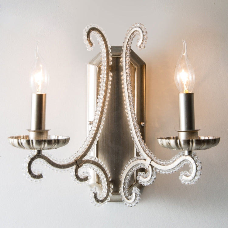 E14 LED Retro Single and Double Heads Wrought Iron Crystal Wall Lamp, Power source:  White Light LED5W