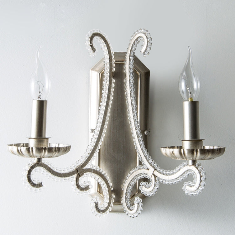 E14 LED Retro Single and Double Heads Wrought Iron Crystal Wall Lamp, Power source:  White Light LED5W
