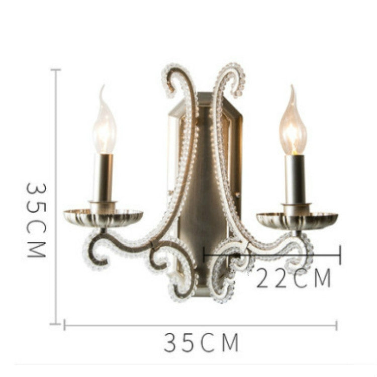 E14 LED Retro Single and Double Heads Wrought Iron Crystal Wall Lamp, Power source:  White Light LED5W