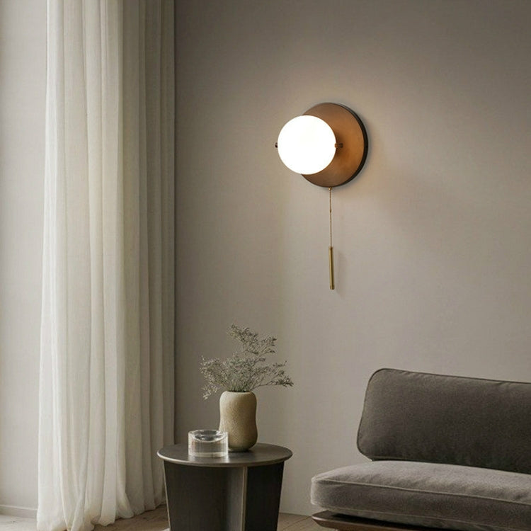 E27 LED Glass Ball Bedroom Bed Lamp Drawstring Wall Lamp, Power source: Without Light Source