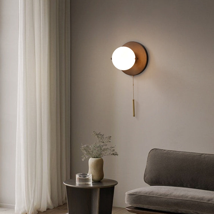 E27 LED Glass Ball Bedroom Bed Lamp Drawstring Wall Lamp, Power source: Without Light Source