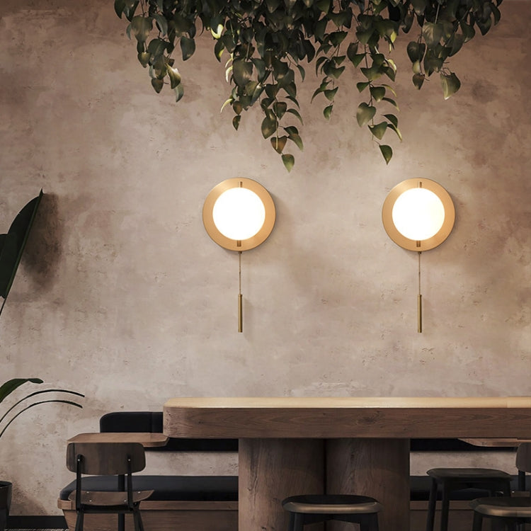 E27 LED Glass Ball Bedroom Bed Lamp Drawstring Wall Lamp, Power source: Three-color LED5W