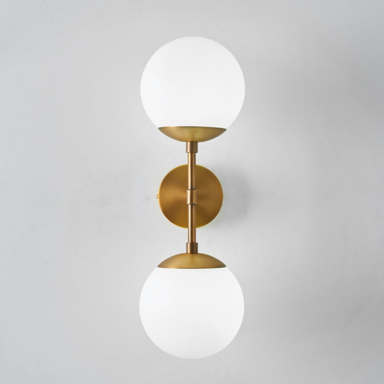 Bronze Double Head  E27 LED Glass Ball Wall Lamp Bedroom Bedside Wrought Iron Wall Lamp Without Light Source