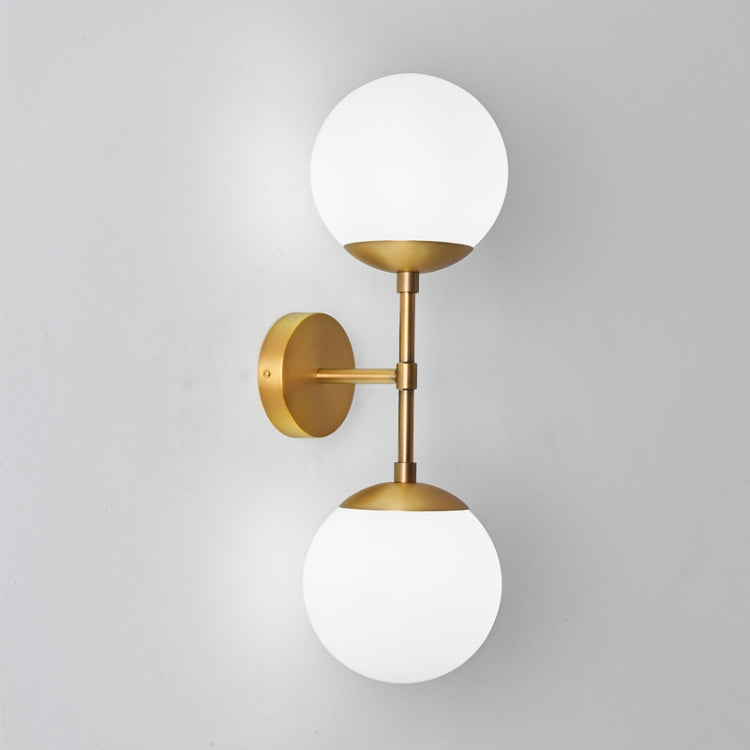 Bronze Double Head  E27 LED Glass Ball Wall Lamp Bedroom Bedside Wrought Iron Wall Lamp Without Light Source