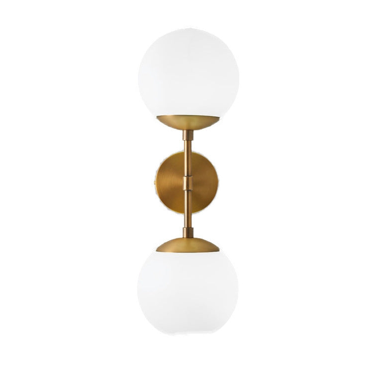 Bronze Double Head  E27 LED Glass Ball Wall Lamp Bedroom Bedside Wrought Iron Wall Lamp Warm LED5W