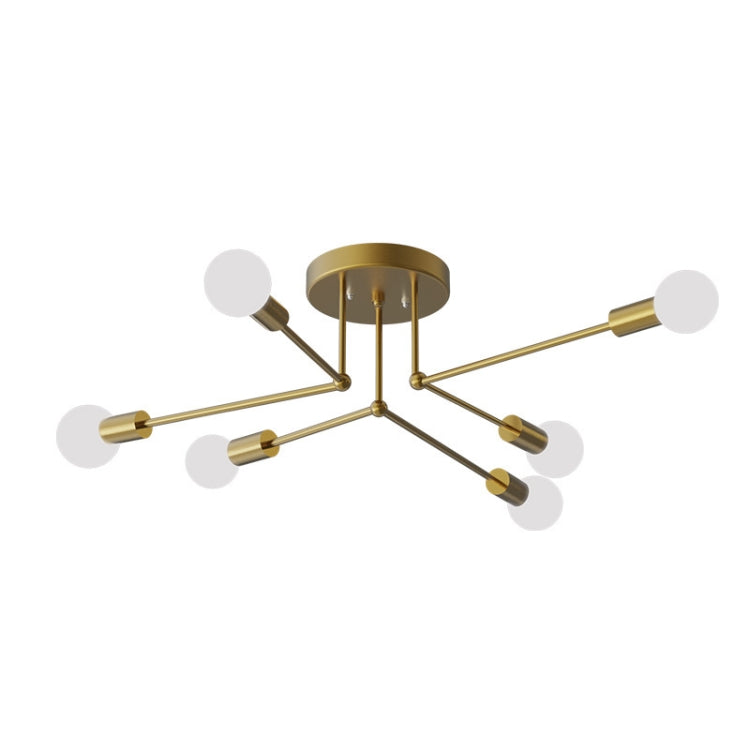 6 Heads Personalized Copper Glass Lampshade Ceiling Lamp with Single 7W White Light LED