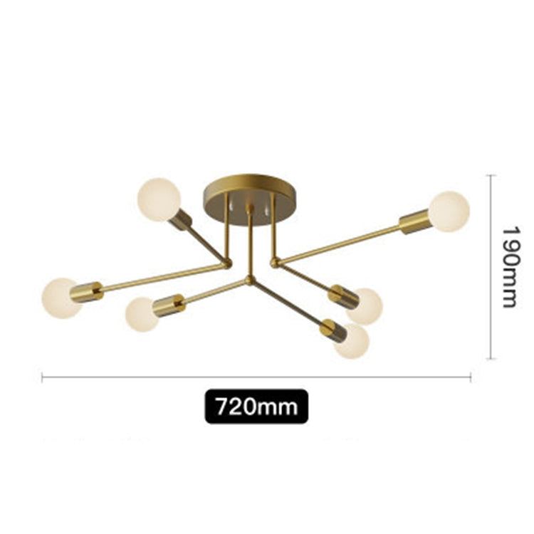 6 Heads Personalized Copper Glass Lampshade Ceiling Lamp with Single 7W White Light LED