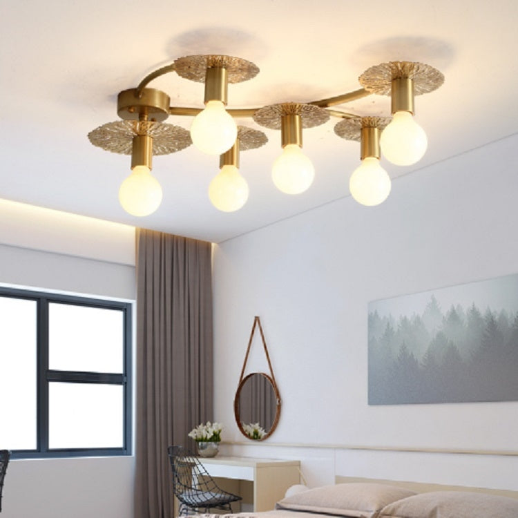 6 Heads Modern Creative All-copper Glass Lampshade Ceiling Lamp