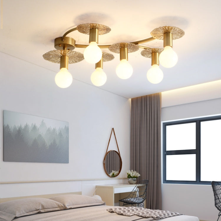 6 Heads Modern Creative All-copper Glass Lampshade Ceiling Lamp