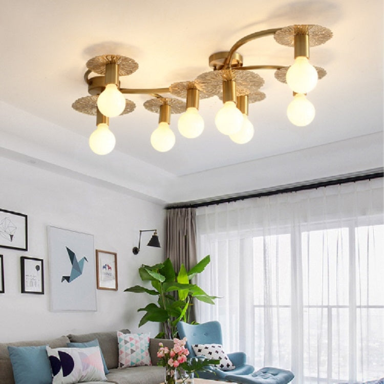 8 Heads Modern Creative All-copper Glass Lampshade Ceiling Lamp