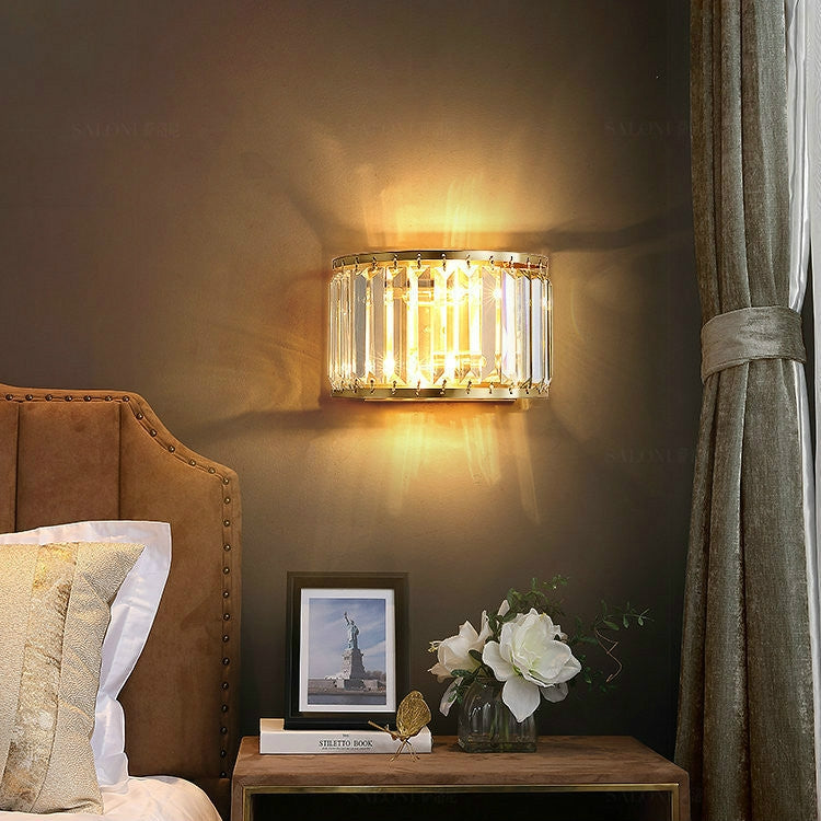 E14 LED Lamp Copper Crystal Living Room Lamp Wall Lamp Simple Aisle Lights Bedroom Lamps