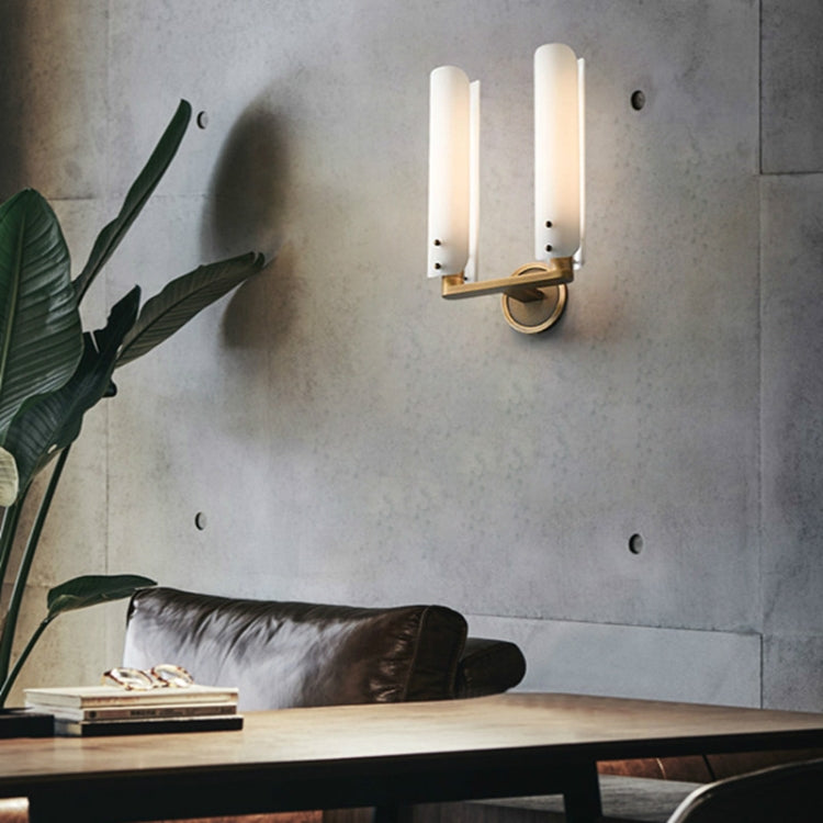 Double Head Wall Light LED Full Copper Wall Lamp Living Room Aisle Corridor Bedroom Bedside Simple Wall Lamp(Three Color Light)