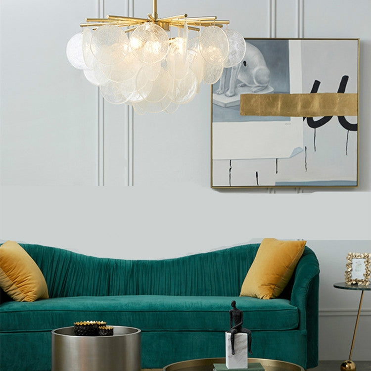 80cm  Postmodern Metal Creative Glass Disc Atmosphere Design Bedroom Living Room Dining Room Decoration Chandelier without Light Source