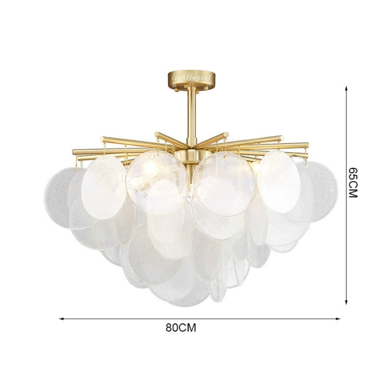 80cm  Postmodern Metal Creative Glass Disc Atmosphere Design Bedroom Living Room Dining Room Decoration Chandelier with 5W White Light LED