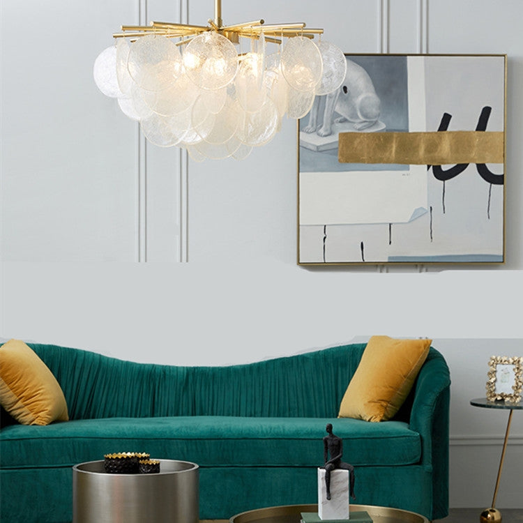 80cm  Postmodern Metal Creative Glass Disc Atmosphere Design Bedroom Living Room Dining Room Decoration Chandelier with 5W White Light LED