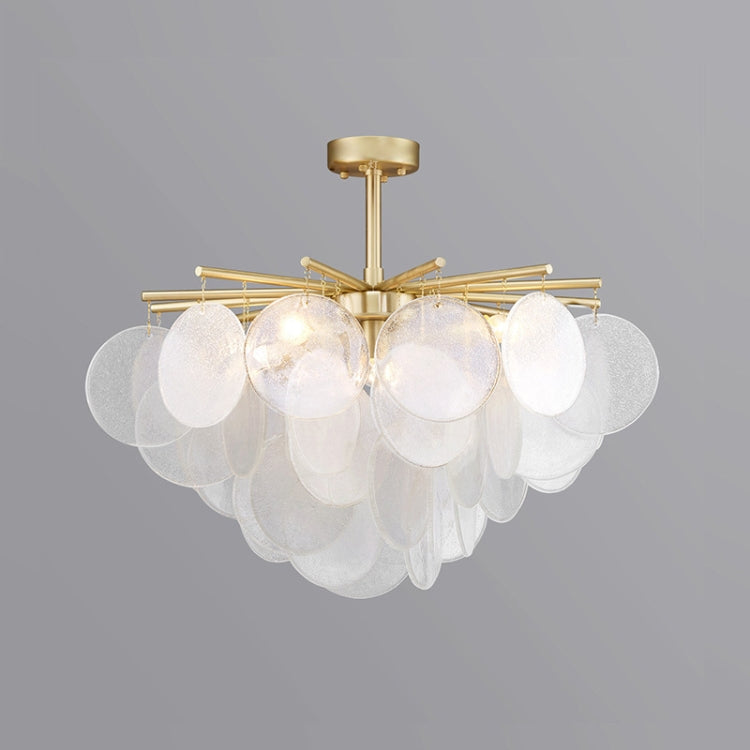 80cm  Postmodern Metal Creative Glass Disc Atmosphere Design Bedroom Living Room Dining Room Decoration Chandelier with 5W Warm White LED