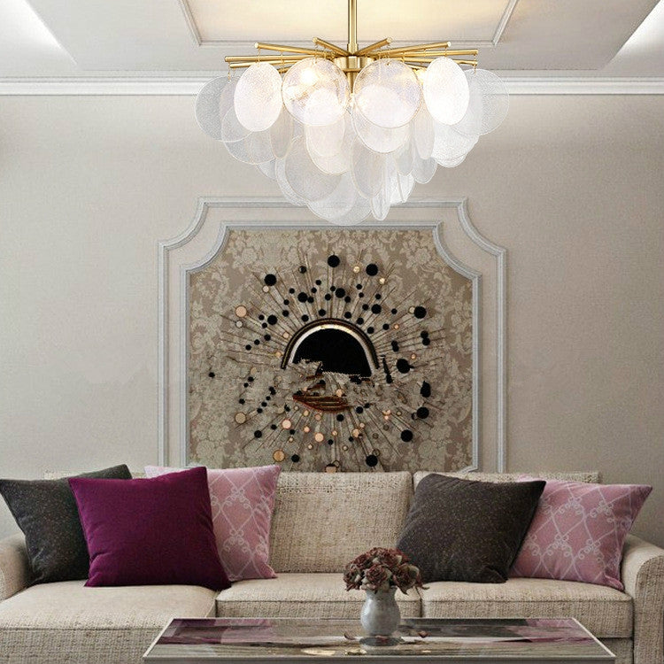 1.1m  Postmodern Metal Creative Glass Disc Atmosphere Design Bedroom Living Room Dining Room Decoration Chandelier with 5W White Light LED