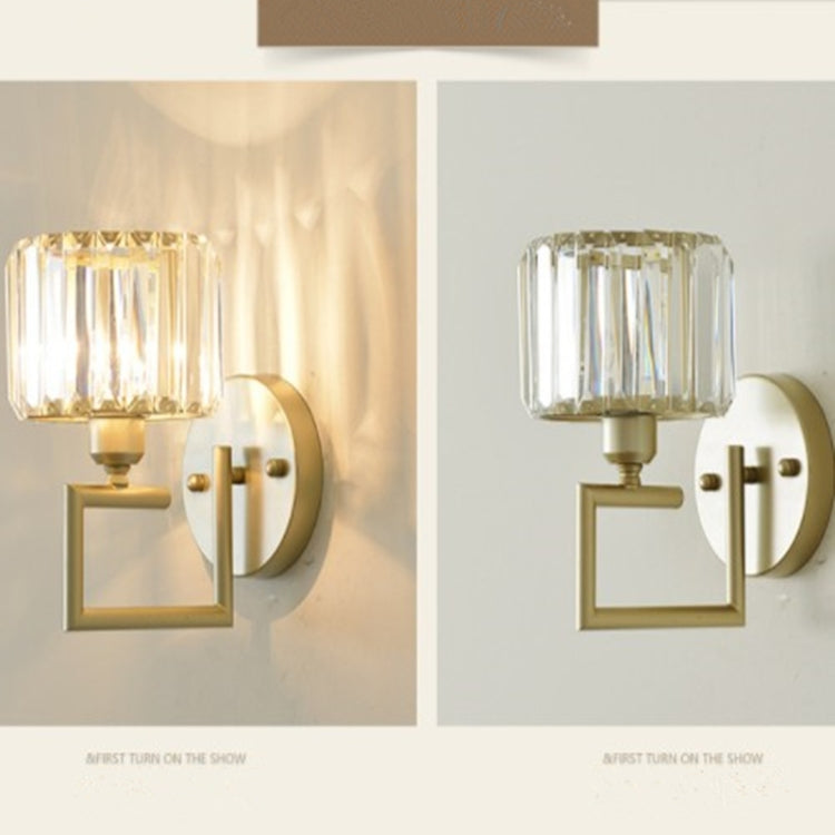 E27 LED Crystal Lamp Bedside Lamp Bedroom Living Room Wall Lamp, Light color: B