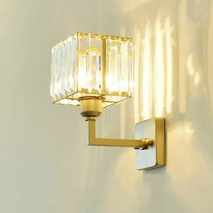 E27 LED Crystal Lamp Bedside Lamp Bedroom Living Room Wall Lamp, Light color: D