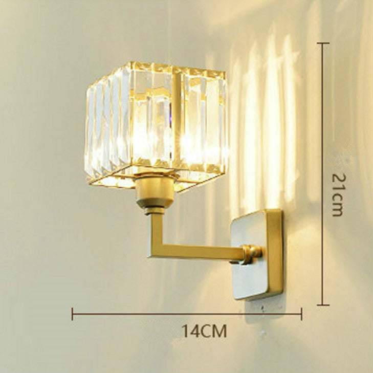 E27 LED Crystal Lamp Bedside Lamp Bedroom Living Room Wall Lamp, Light color: D
