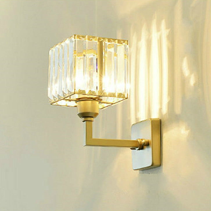 E27 LED Crystal Lamp Bedside Lamp Bedroom Living Room Wall Lamp, Light color: D