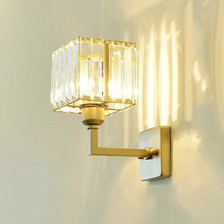 E27 LED Crystal Lamp Bedside Lamp Bedroom Living Room Wall Lamp, Light color: D