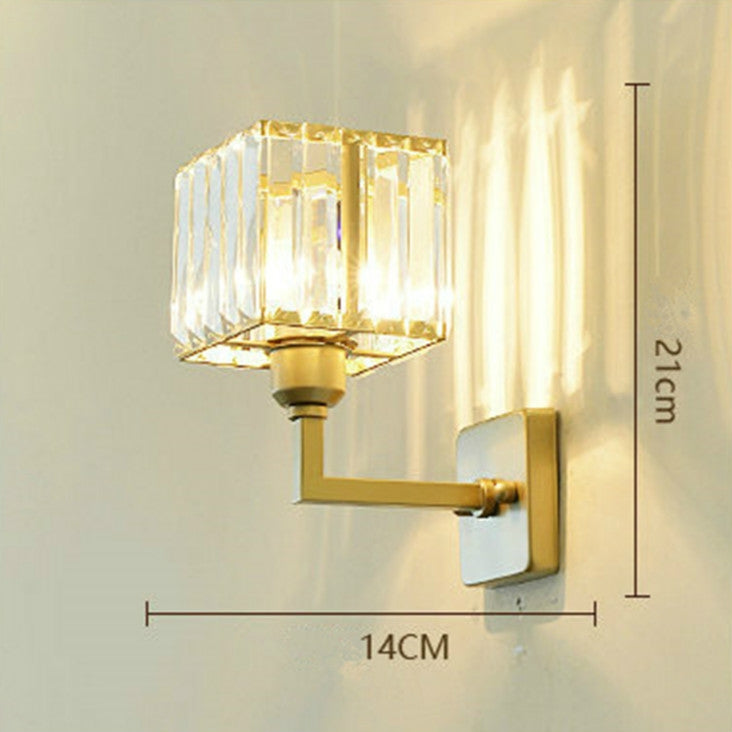 E27 LED Crystal Lamp Bedside Lamp Bedroom Living Room Wall Lamp, Light color: D