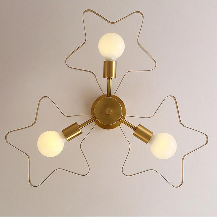 3 Heads Copper Five-pointed Star Warm Romantic Ceiling Lamp