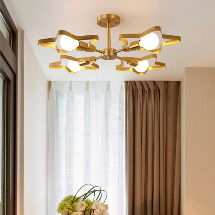 4 Heads Copper Five-pointed Star Warm Romantic Ceiling Lamp