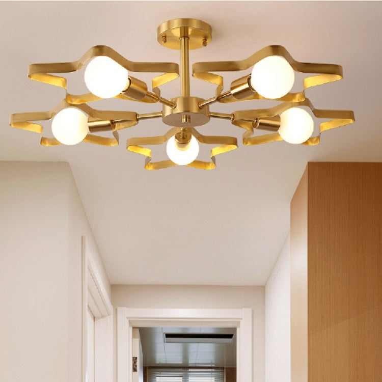 5 Heads Copper Five-pointed Star Warm Romantic Ceiling Lamp