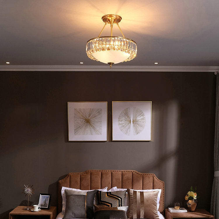 46cm Round Copper Crystal Chandelier without Light Source