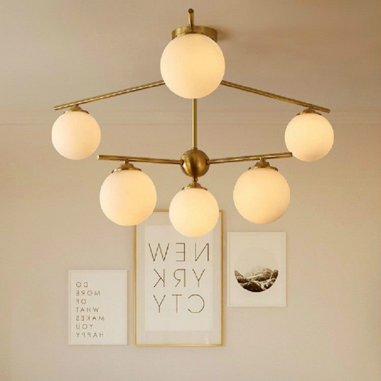 6 Heads  Modern Creative Milk Glass Round Ball Ceiling Lamp with 5W White Light LED