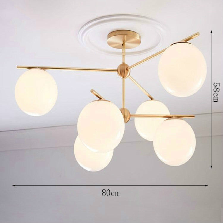 6 Heads  Modern Creative Milk Glass Round Ball Ceiling Lamp with 5W White Light LED