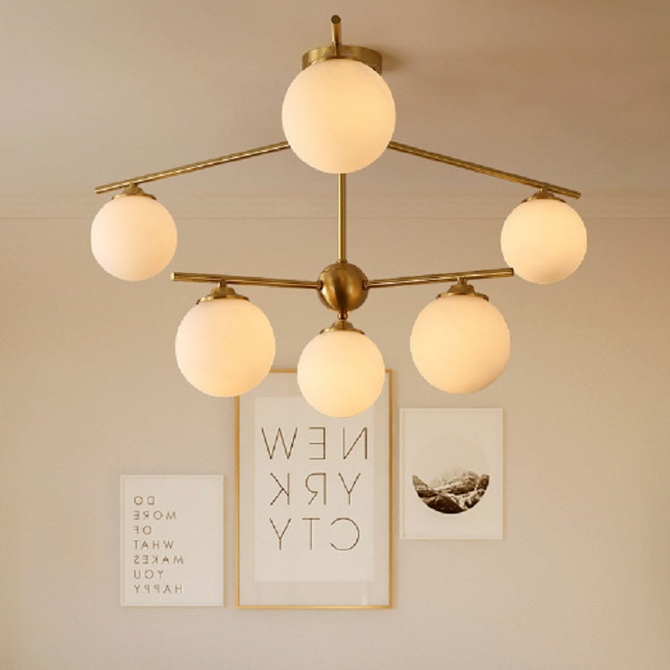 6 Heads  Modern Creative Milk Glass Round Ball Ceiling Lamp with 5W White Light LED