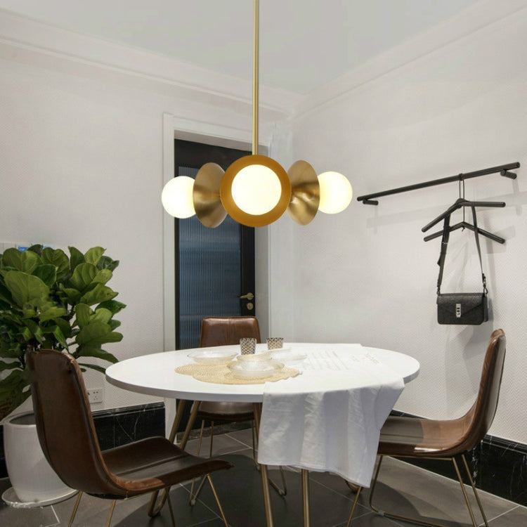 Restaurant Copper Minimalist Creative Small Chandelier, Power source: Three Color Light Single 5W(3 Heads Copper Milk White Bulb)