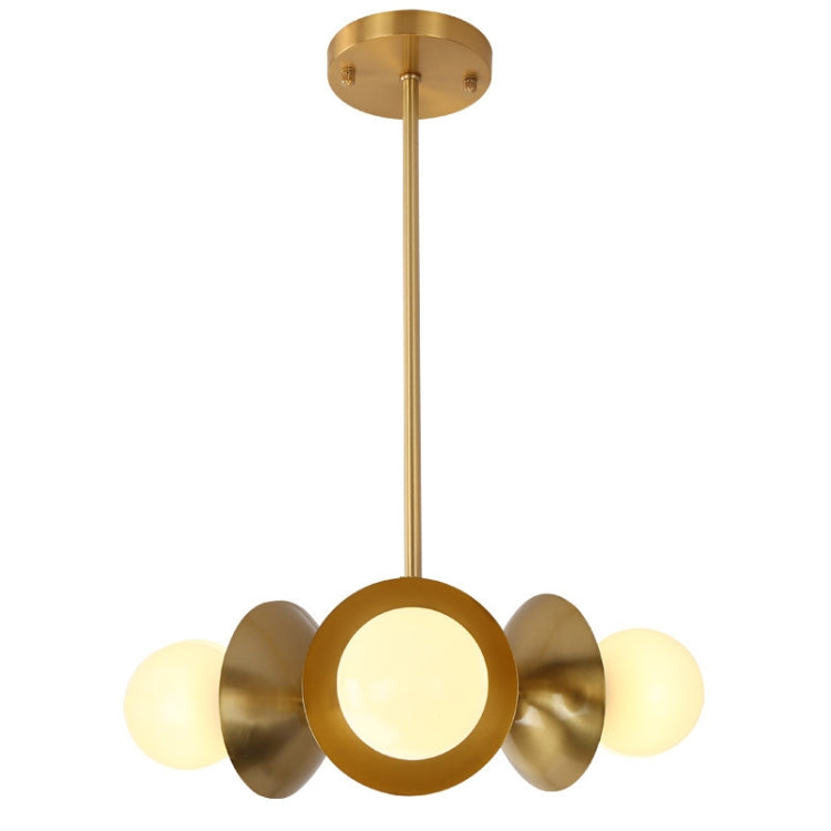 Restaurant Copper Minimalist Creative Small Chandelier, Power source: Three Color Light Single 5W(3 Heads Copper Milk White Bulb)