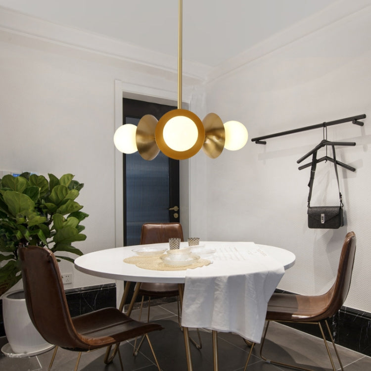 Restaurant Copper Minimalist Creative Small Chandelier, Power source: Three Color Light Single 5W(3 Heads Copper Milk White Bulb)