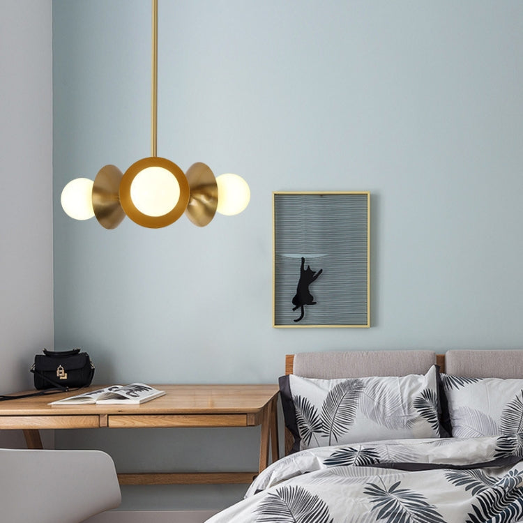Restaurant Copper Minimalist Creative Small Chandelier, Power source: Three Color Light Single 5W(3 Heads Copper Milk White Bulb)